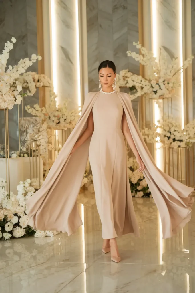 Beige Cape Dress