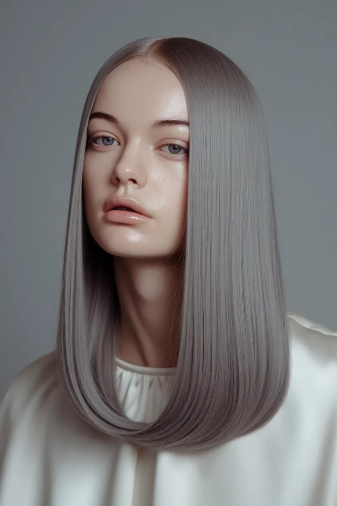 Cool Taupe Straight Hair