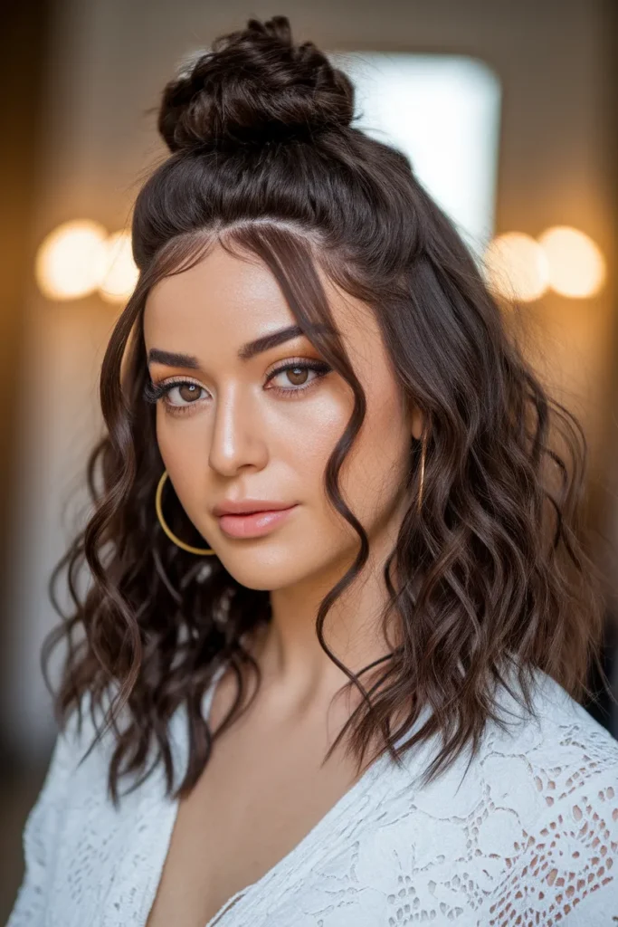 Curly Half-Up Bun
