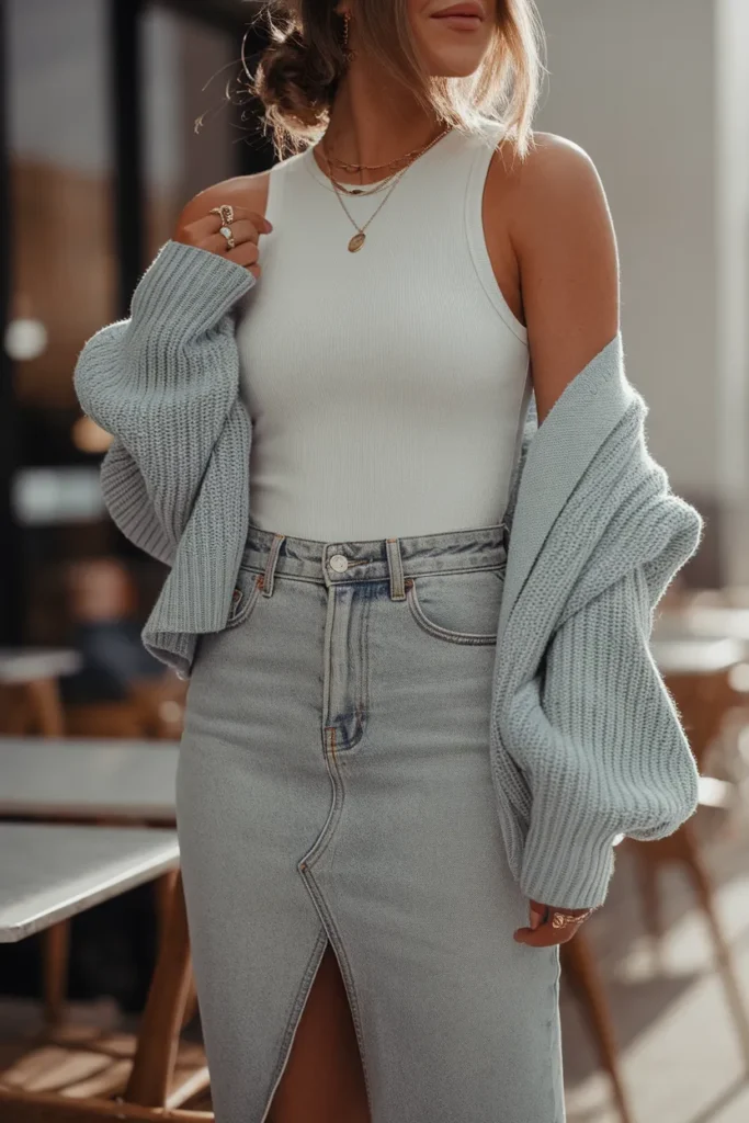 Denim Skirt Combo
