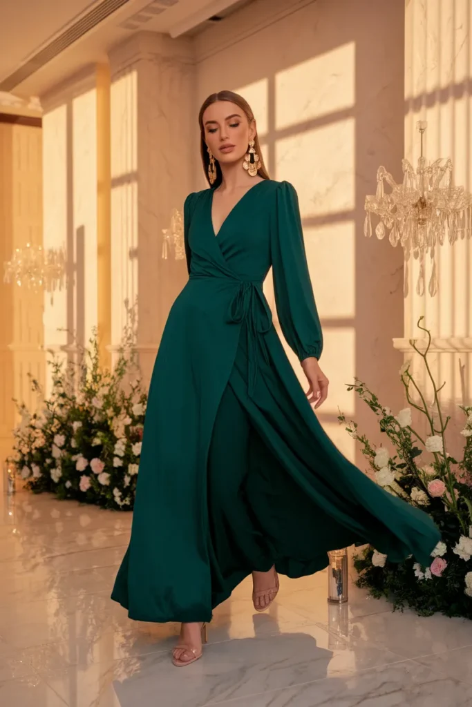  Emerald Wrap Gown