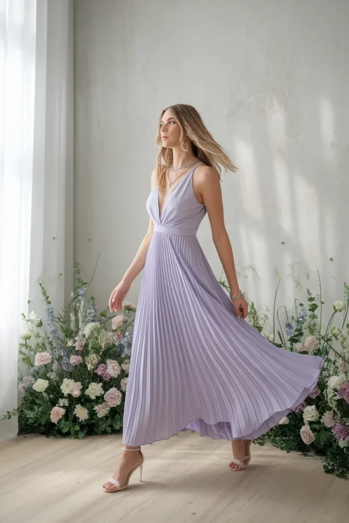 Lavender Pleated Maxi