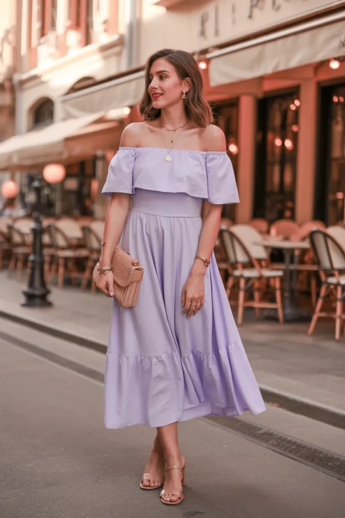 Off Shoulder Midi