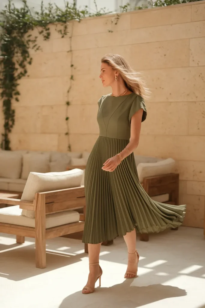 Olive Green Pleats
