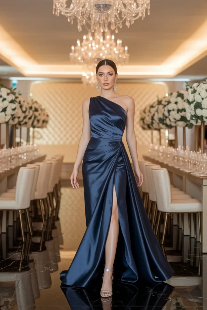 One-Shoulder Satin