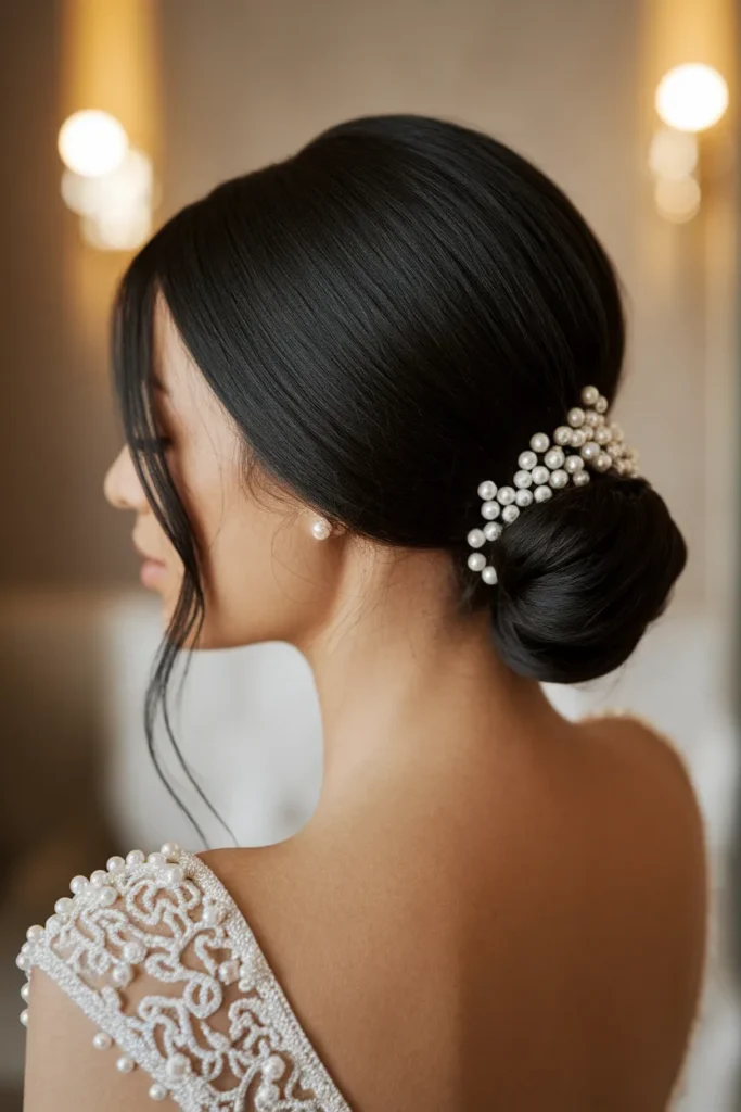 Pearled Low Bun