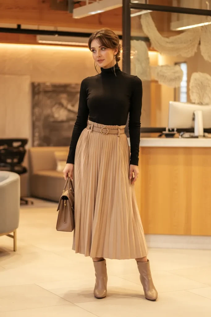 Pleated Midi Skirt