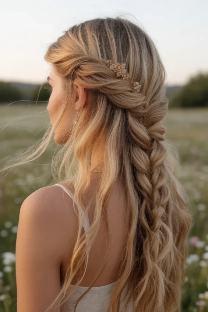 Boho Half Up Half Down with Twisted Details