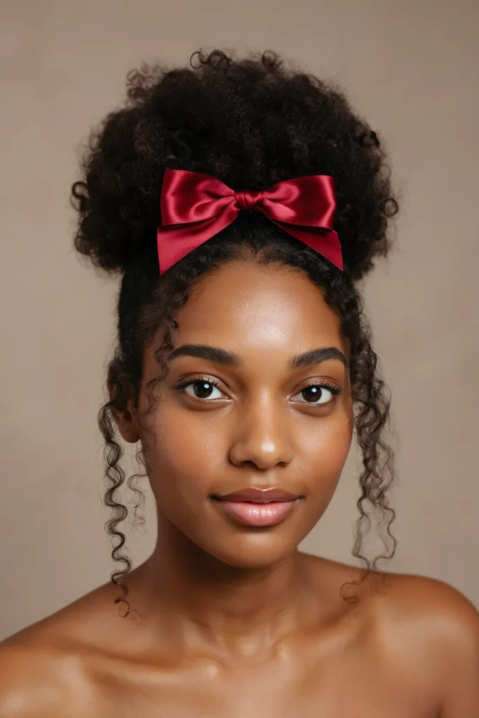 Bow Curly Puff