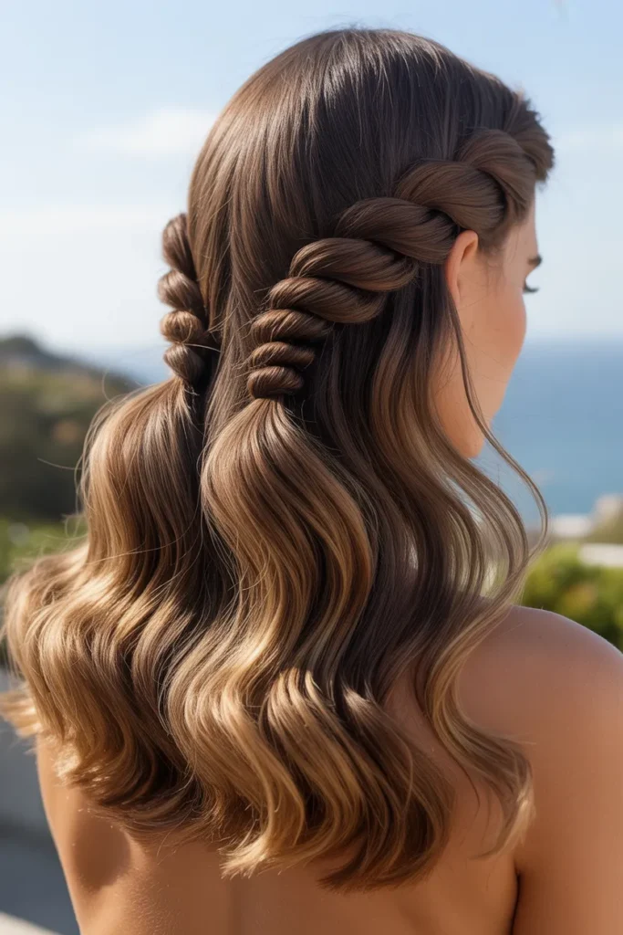 Chic Twisted Half Up Half Down Waves