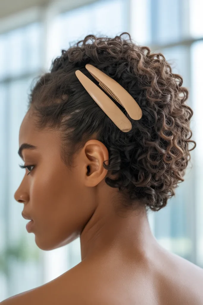 Claw Clip Half-Up on Coily Hair on Black Women