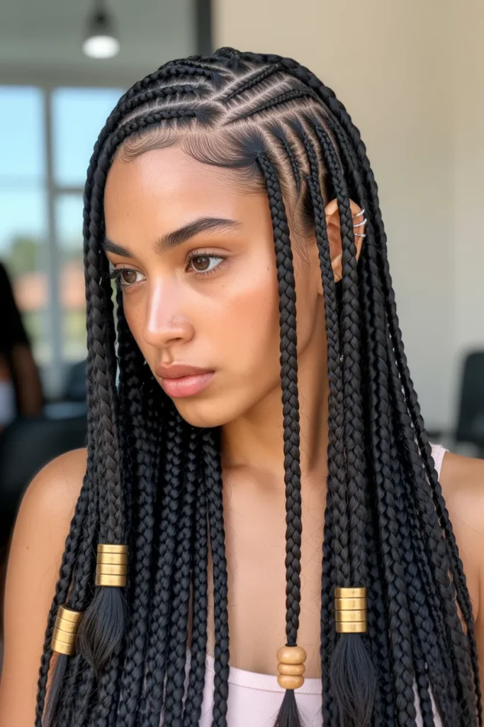 Creative Fulani Braids with Zigzag Parting Design