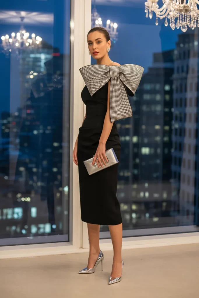 Crystal Bow Midi Dress