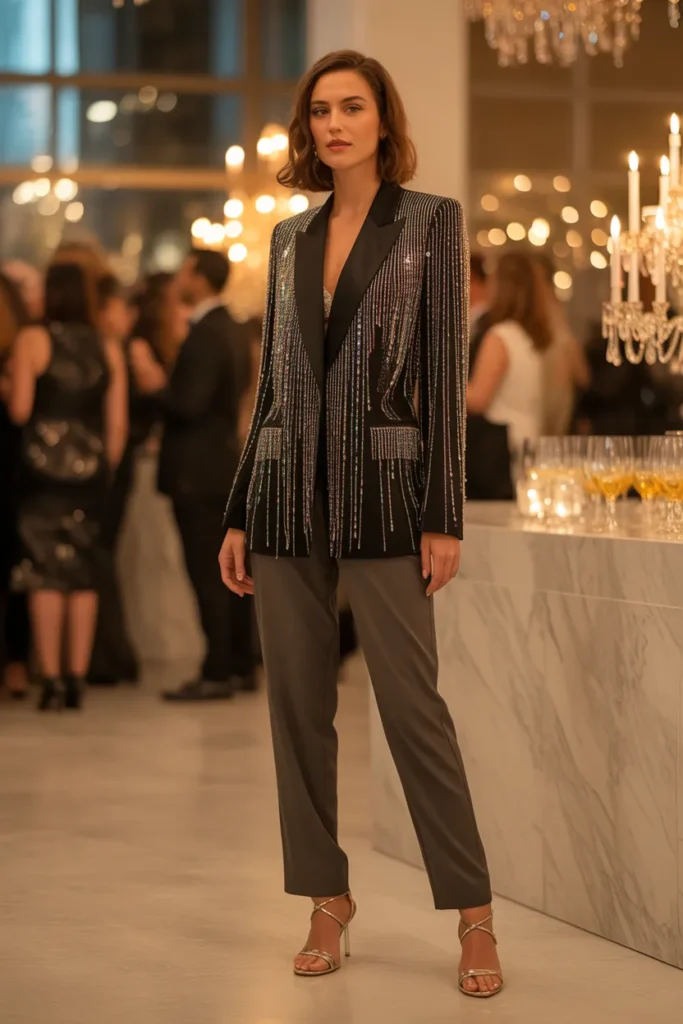 Crystal Fringe Blazer