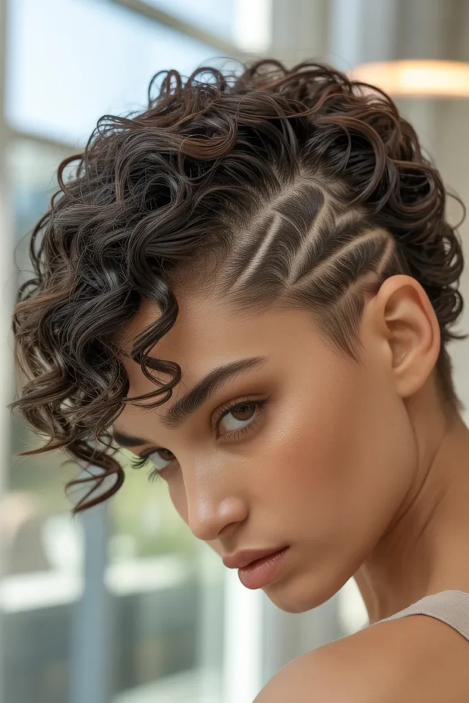 Defined Curls with Side Razor Detail