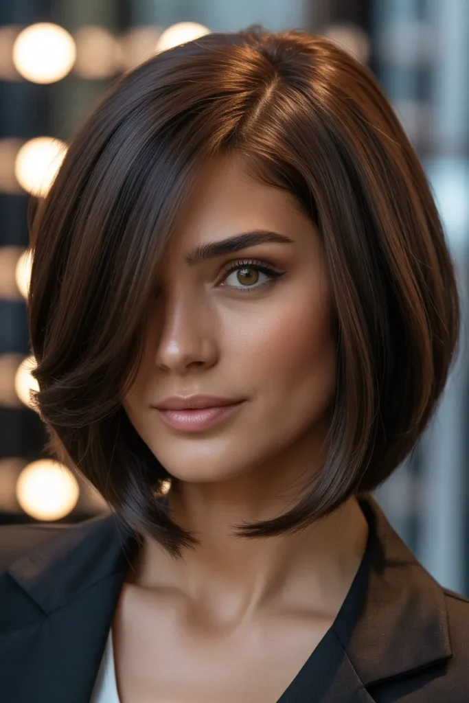  Elegant Side-Parted Power Bob