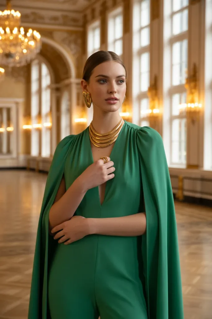 Emerald Cape Dress