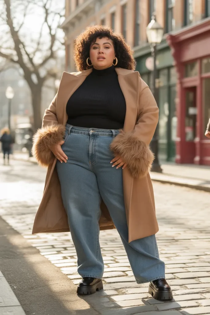 Faux Fur Trim Coat