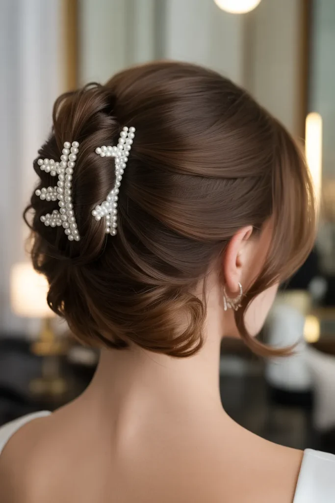Faux Updo with Multiple Mini Clips on Short Hair