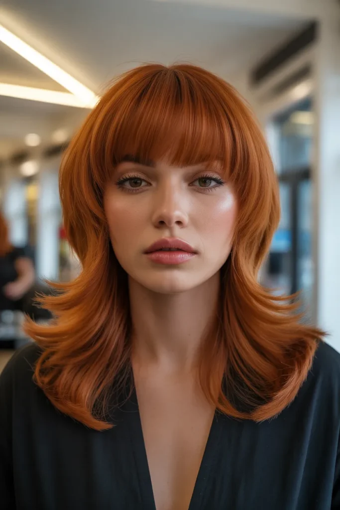Fiery Layered Kitty Cut with Full Fringe