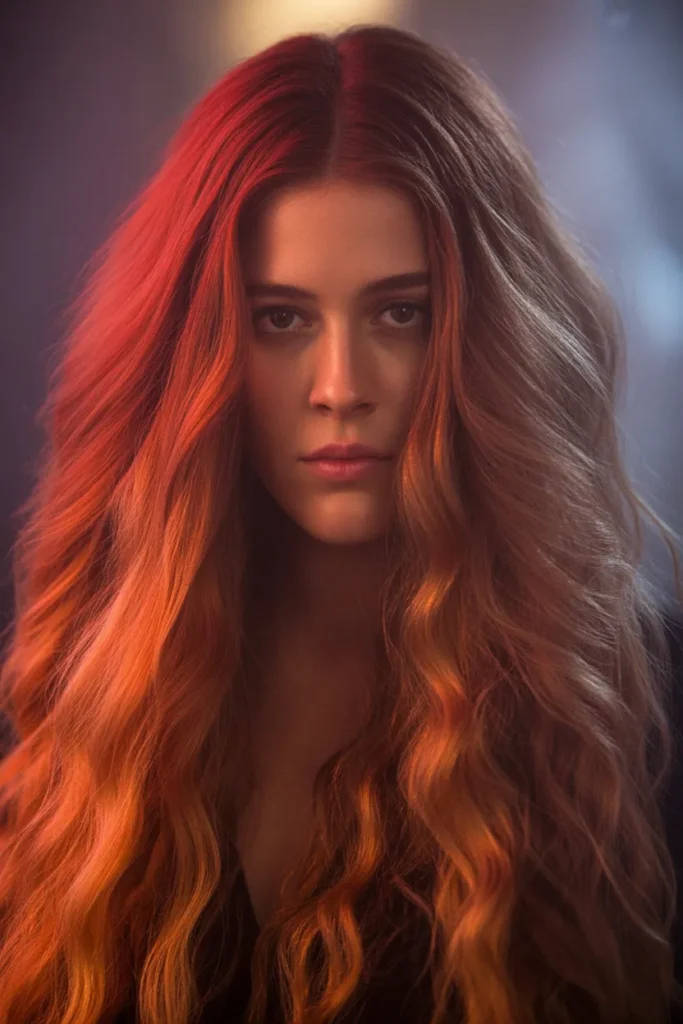 Fiery Witch Waves with Bold Black Lips