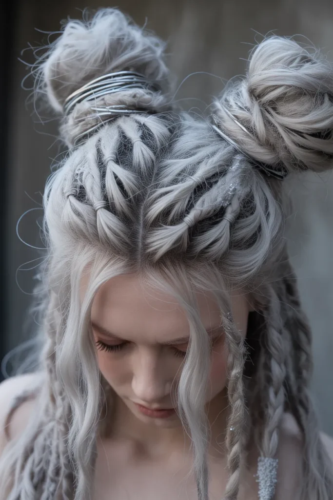 Frost Witch Dread Buns with Silver Magic