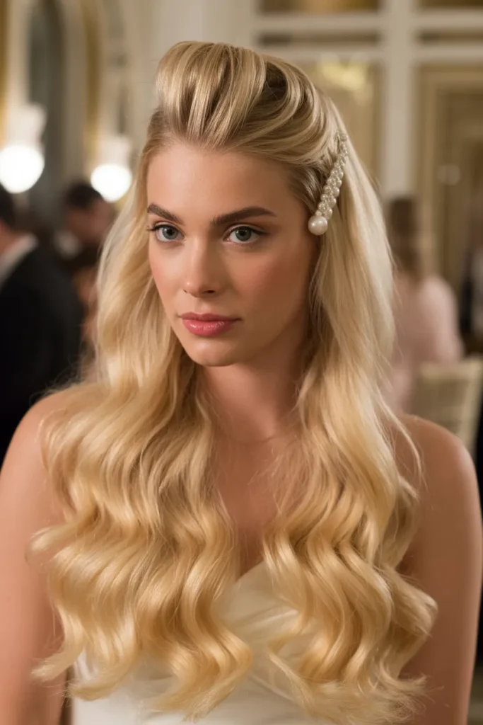 Glamorous Voluminous Half-Up Waves