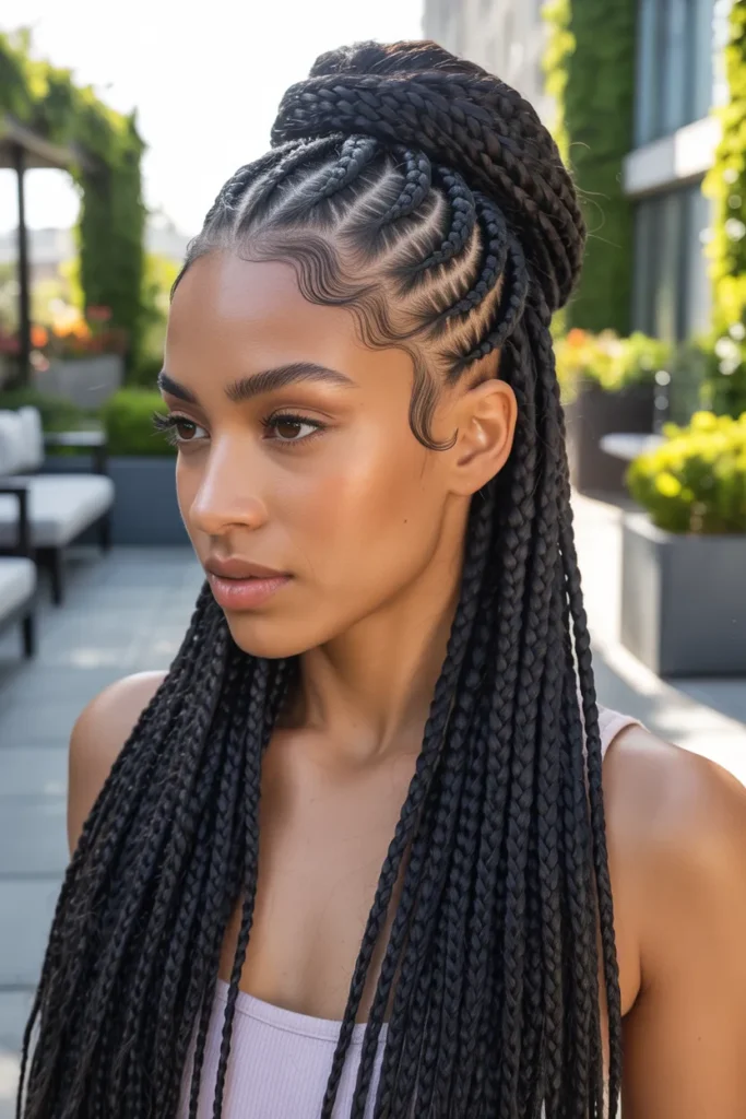 Half-Up Knotless Braids