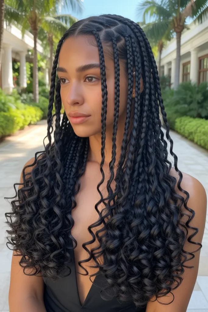  Knotless Braids with Curly Ends