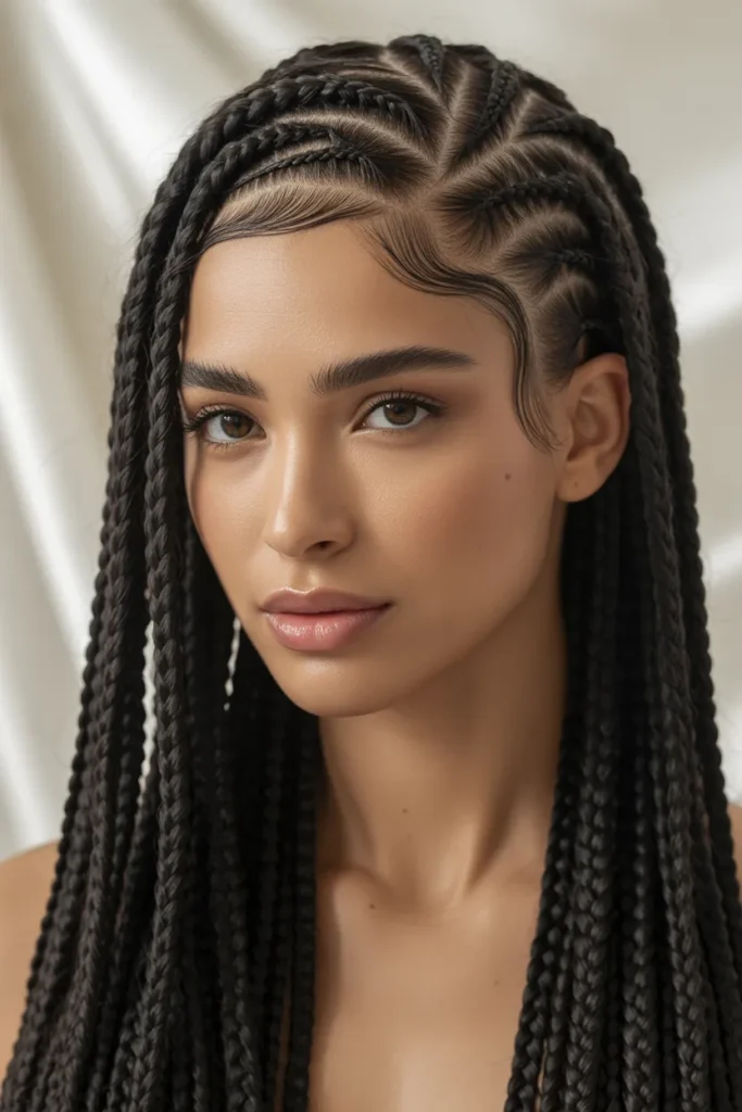 Knotless Braids with Edges Laid