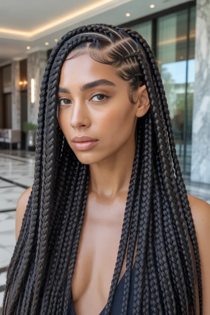 Knotless Braids with Side Part