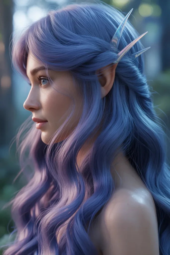 Mystic Elf Witch Waves in Blue and Lavender