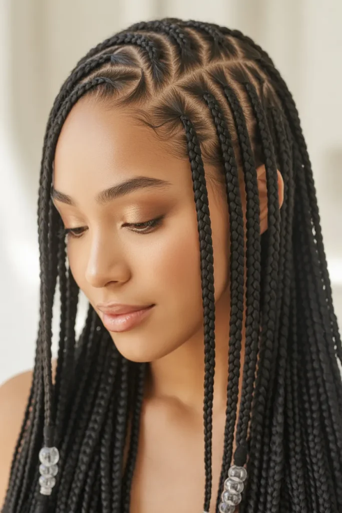 Neat Stitch Fulani Braids with Precision Parts