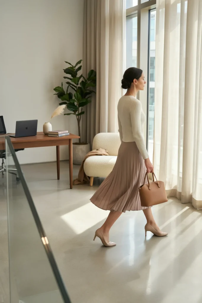 Pleated Midi Skirt
