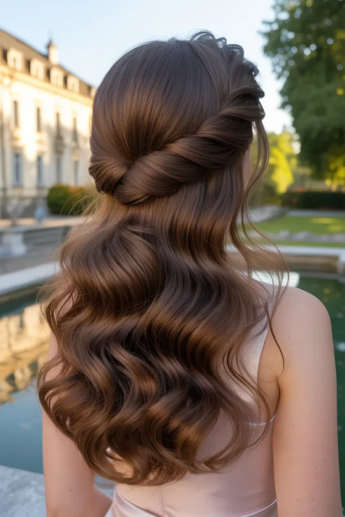  Romantic Half Up Half Down with Full Voluminous Curls