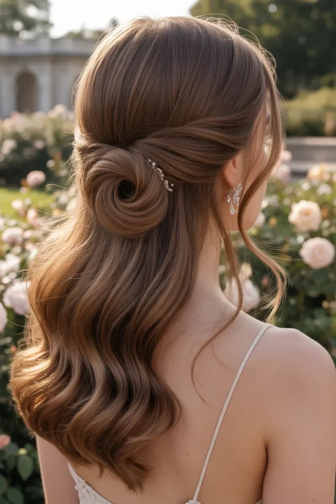 Romantic Half Up Half Down with Sculpted Loop Detail