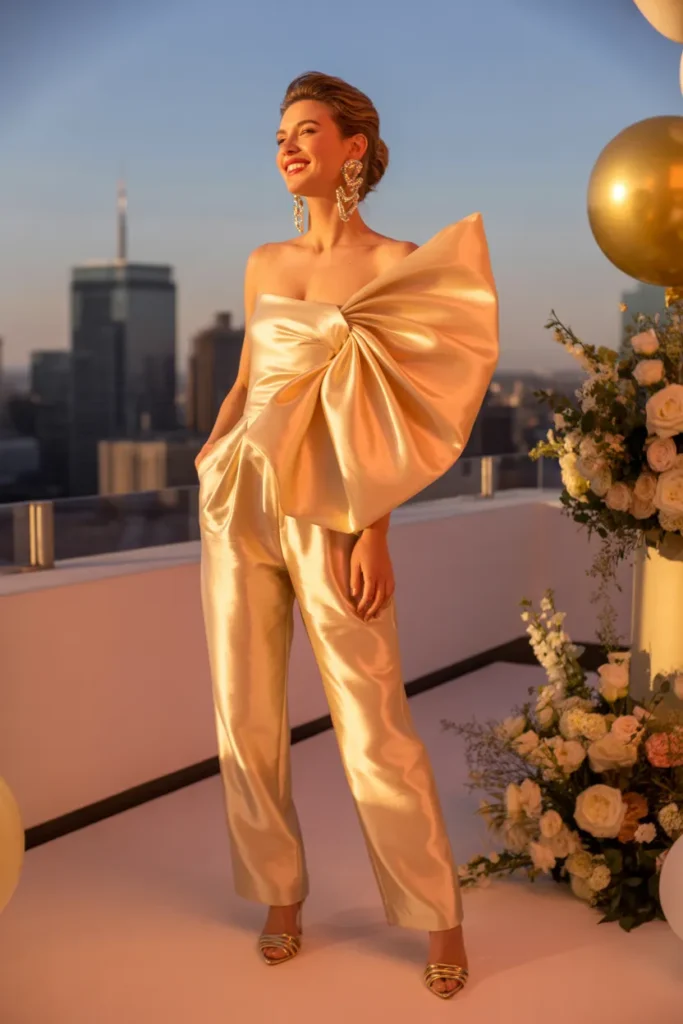 Satin Bow Jumpsuit