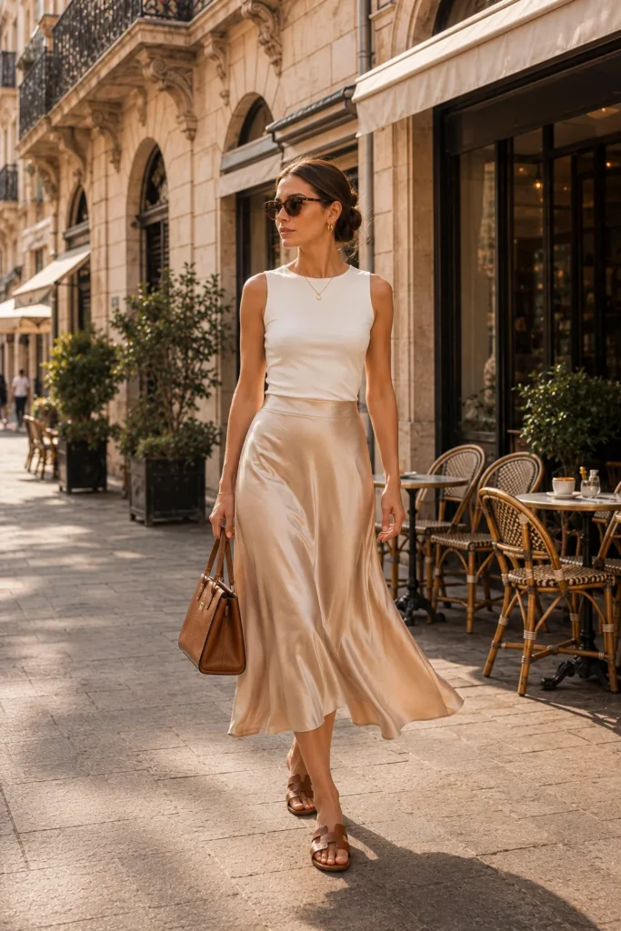 Satin Midi Skirt