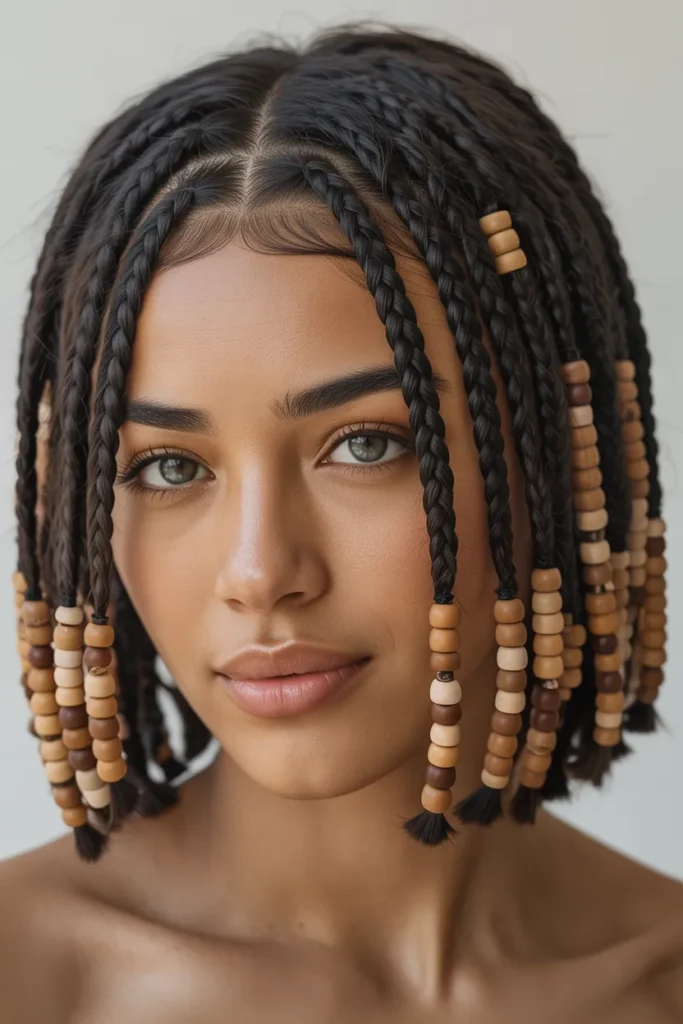 Short Fulani Braids with Earth-Tone Beads