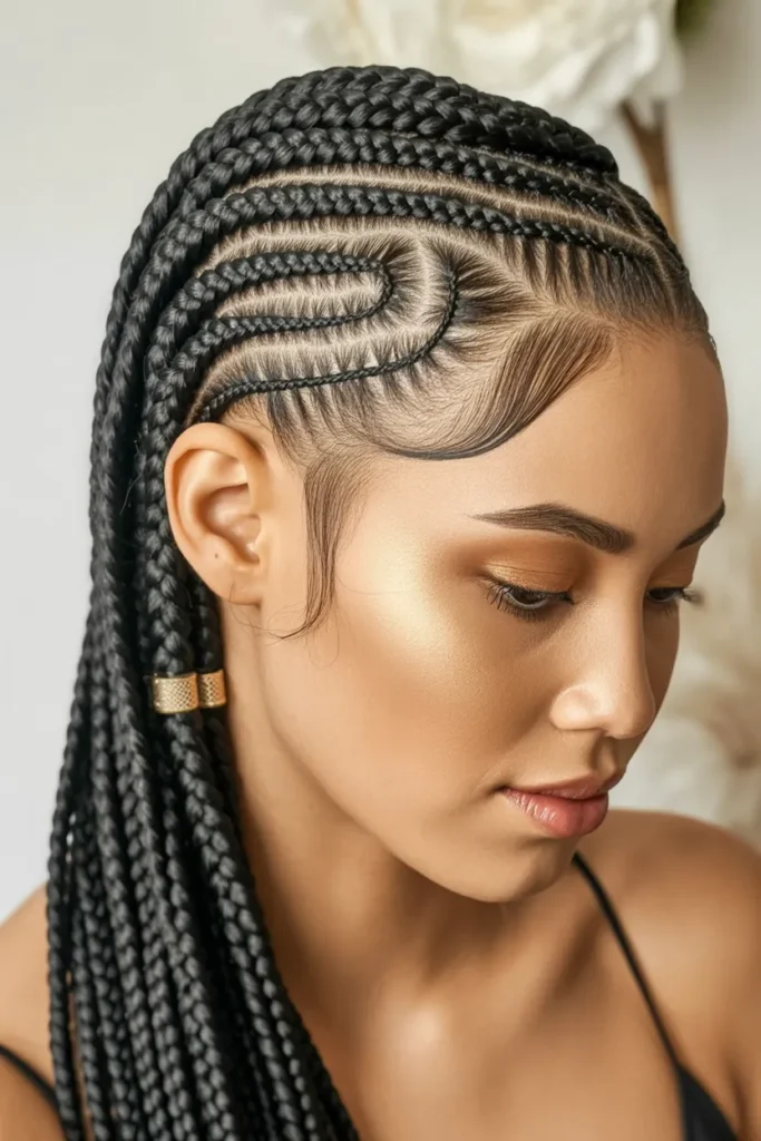 Sleek Fulani Braids with Tapered Side Detail
