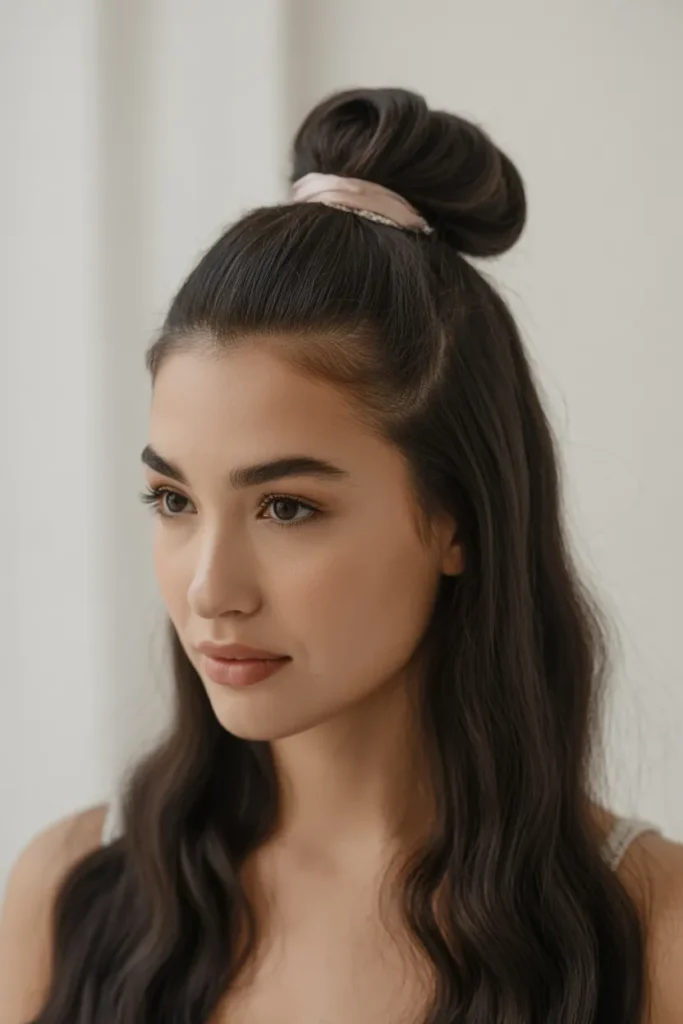 Sleek High Bun with Textured Volume