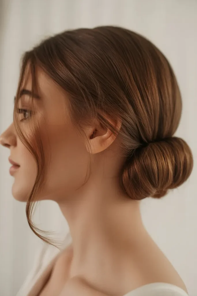 Sleek Low Bun with Face-Framing Waves
