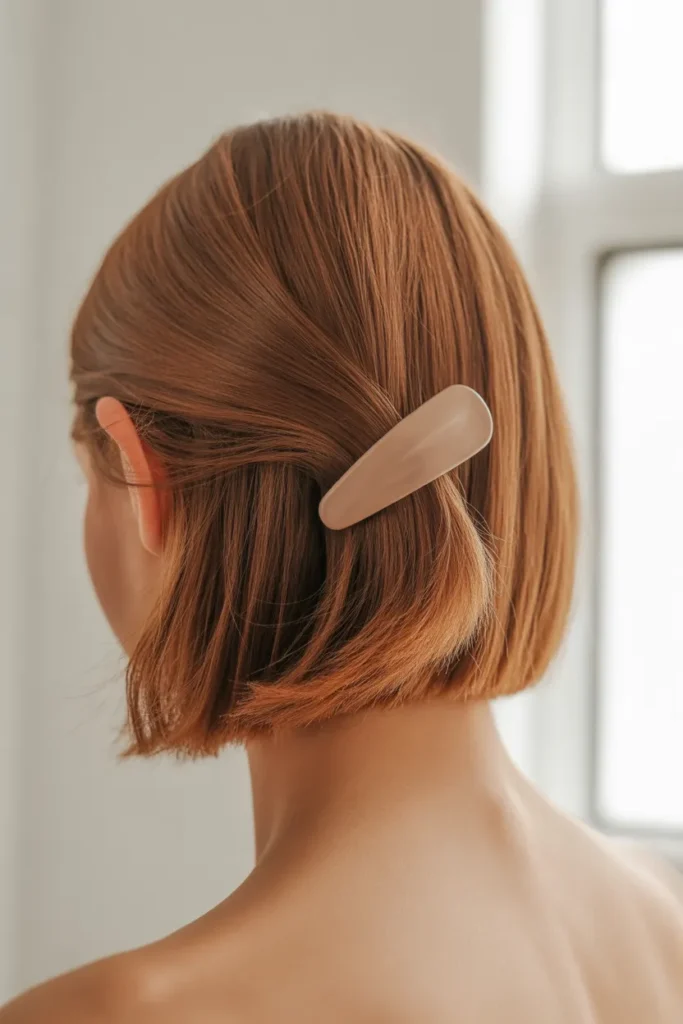 Small Claw Clip Half-Up on Chin-Length Bob