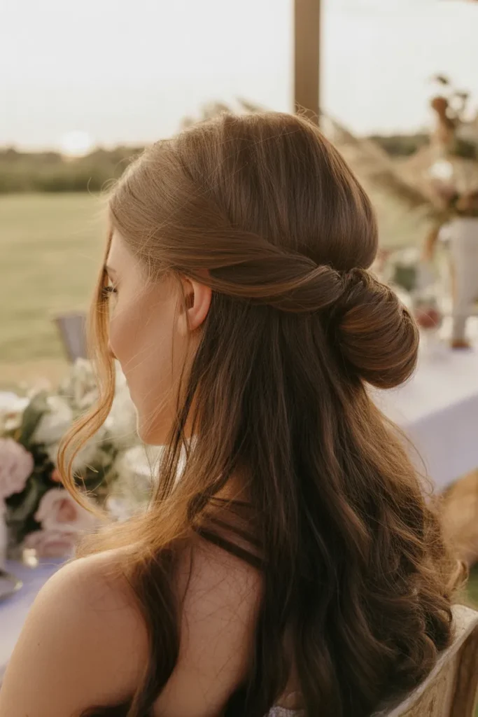  Soft Twisted Low Bun with Gentle Waves