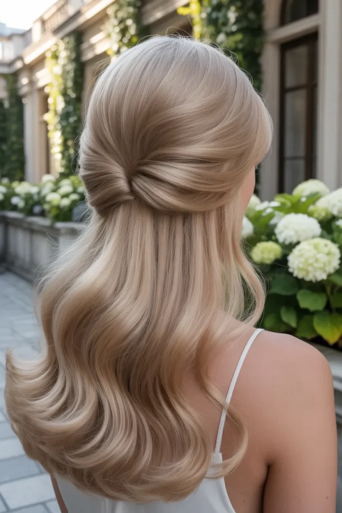 Soft and Polished Half Up Half Down Waves