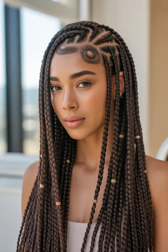 Swirled Side-Part Fulani Braids