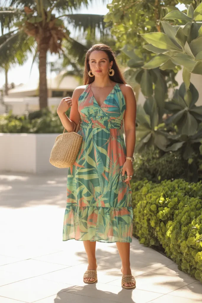 Tropical Print Midi