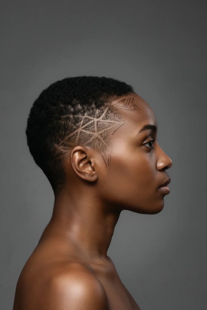 Ultra-Short TWA with Abstract Razor Art