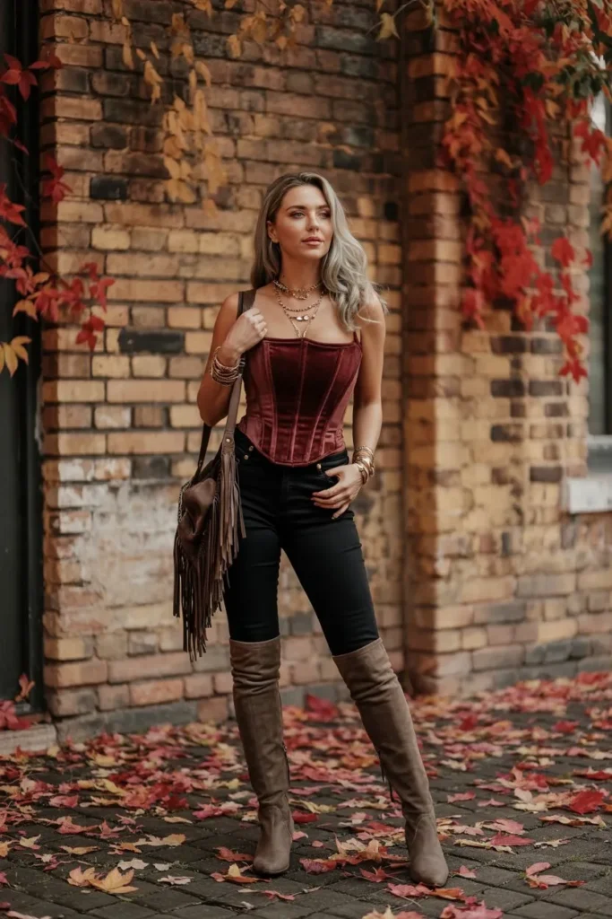 Velvet Corset Boots
