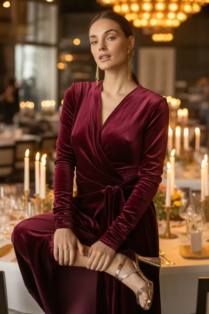 Velvet Wrap Gown